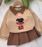 ست سه تیکه تدی بلوز+ دامن +کمربند+ تدی