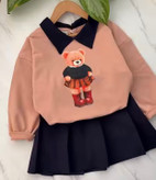 ست سه تیکه تدی بلوز+ دامن +کمربند+ تدی