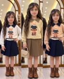 ست سه تیکه تدی بلوز+ دامن +کمربند+ تدی