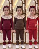 ست بلوز شلوار یقه گلگلی دخترانه پاییزی