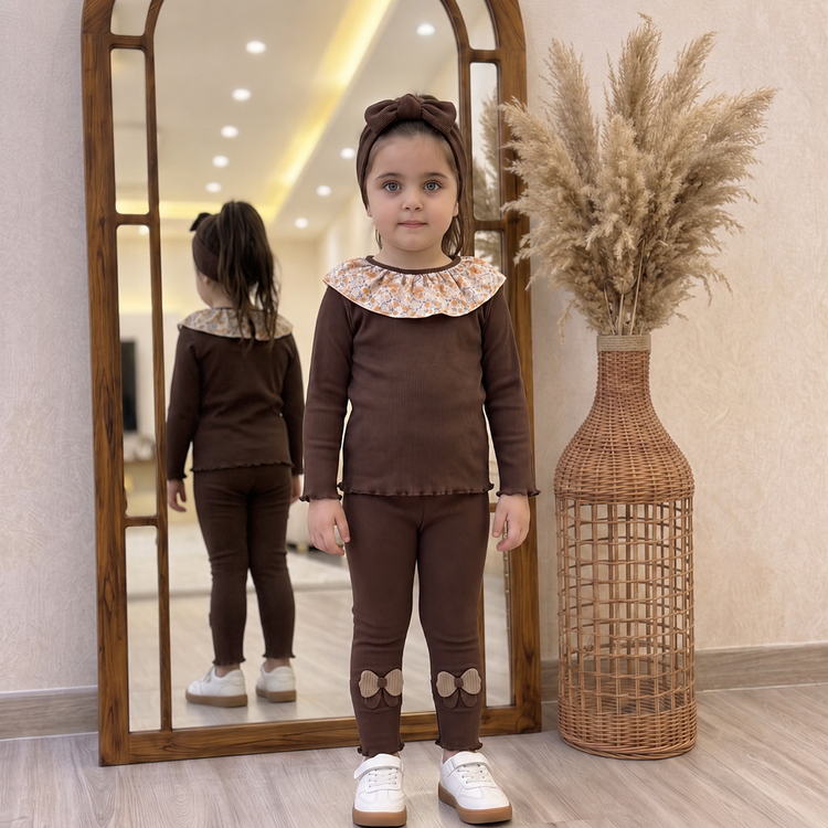 ست بلوز شلوار یقه گلگلی دخترانه پاییزی