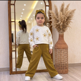 ست بلوز شلوار بگ گلدار کتان گرم بالا
