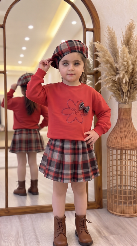 ست بلوز و دامن وکلاه پاییزی